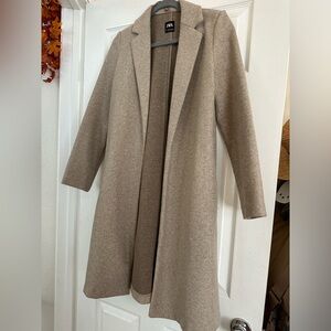 Zara Taupe Long Wool-Blend Trench Coat